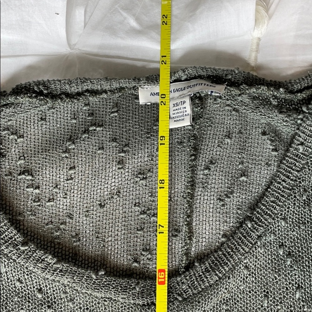 American Eagle Green Sheer Long Sleeve Lace Top - Picture 10 of 11